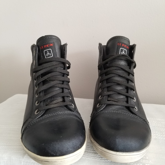RARE TCX X-Street Motorcycle Leather Hi Top Sneaker Black Mens 7, Womens 8 - Picture 4 of 13